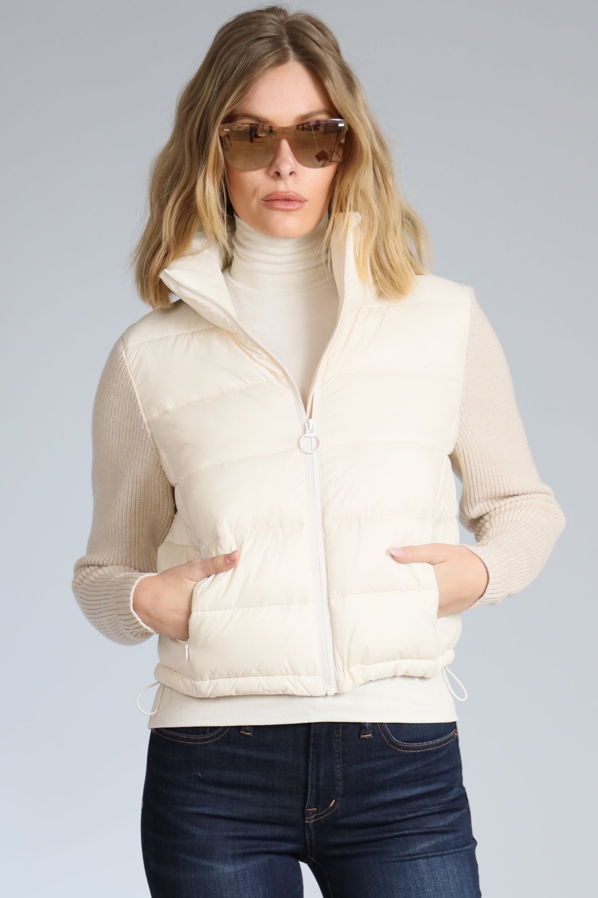 Sweater Sleeve Puffer Jacket