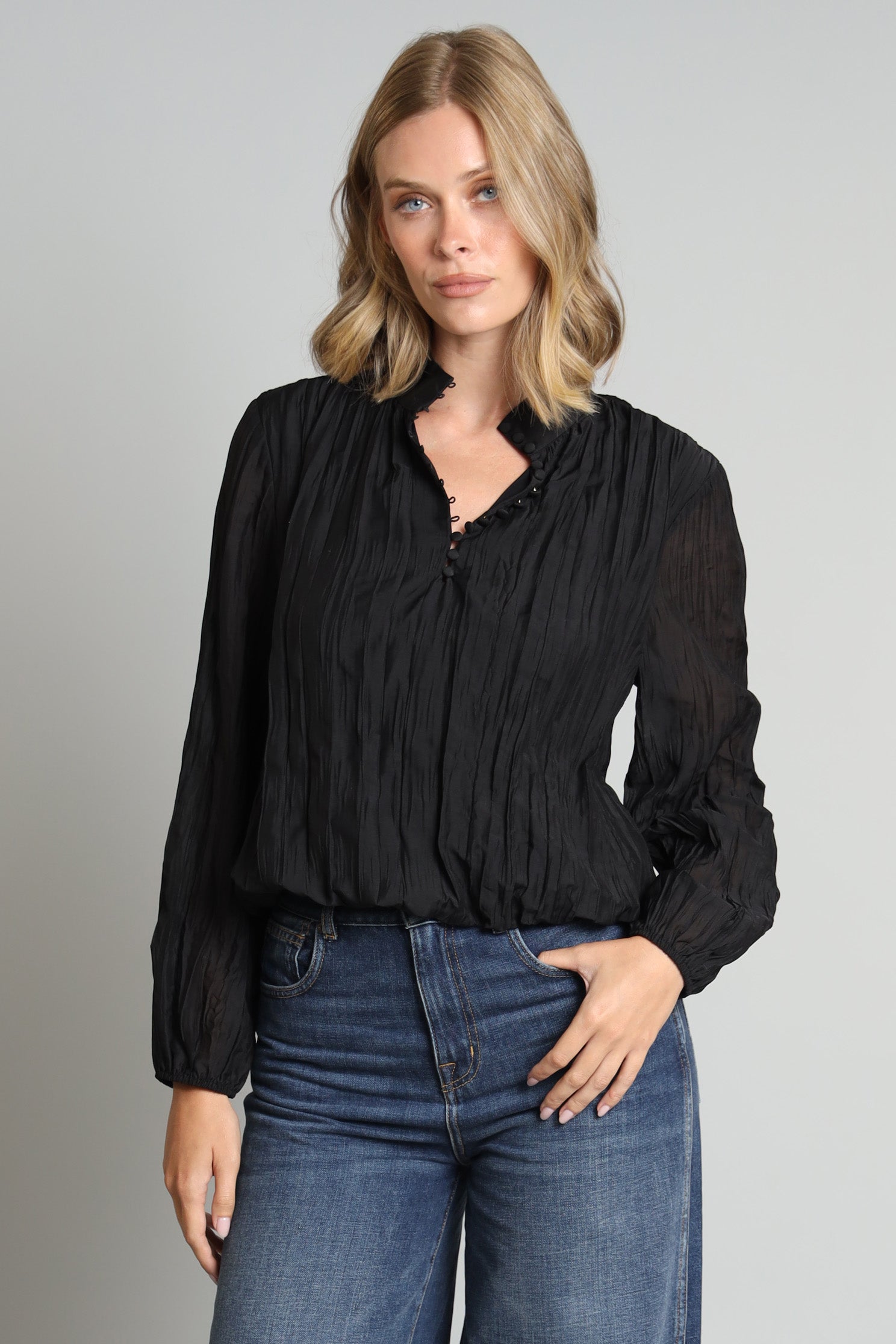 Crinkle Georgette Victorian Top