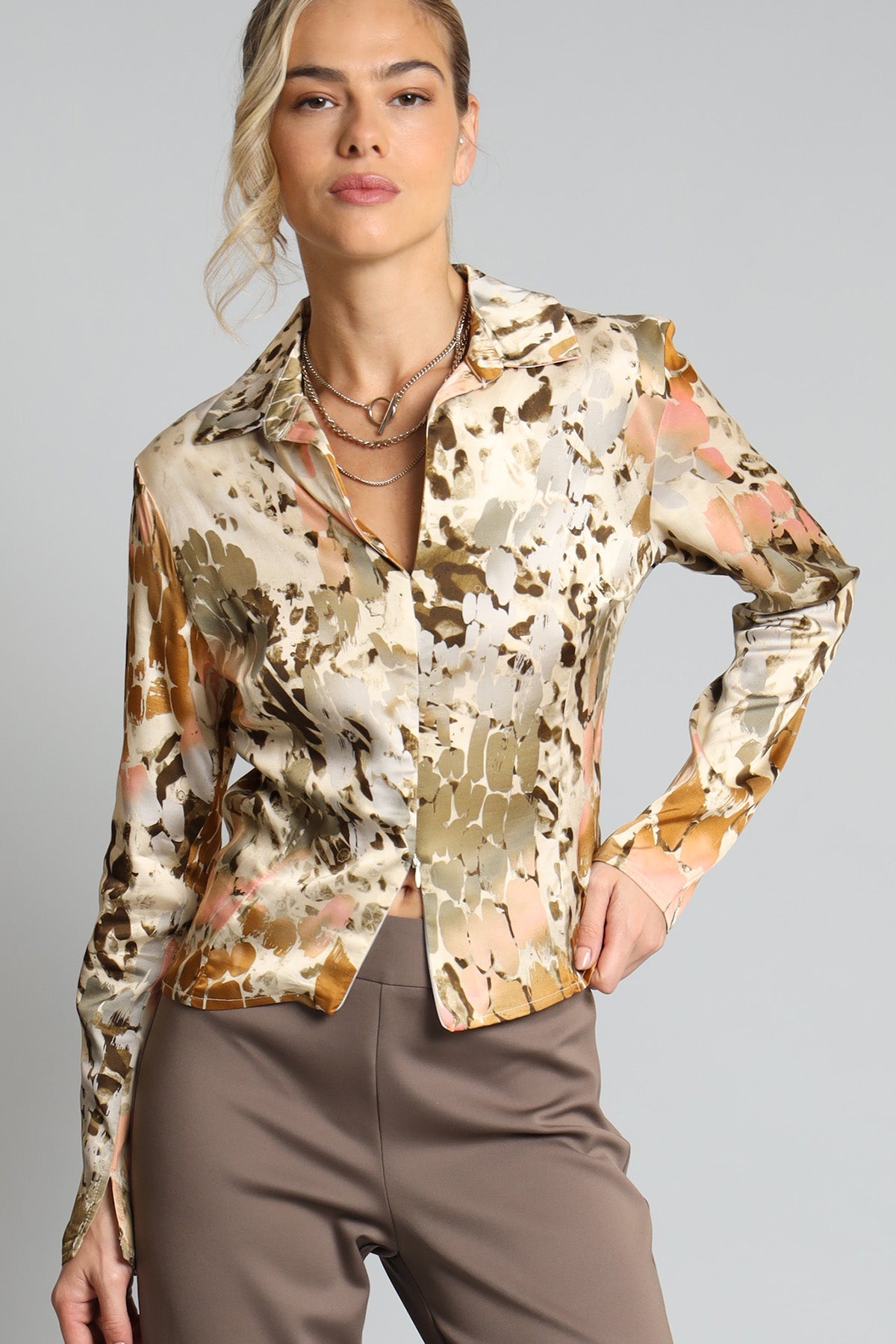 Safari Printed Zip Front Shirt